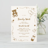 手フランスの引きbearly待ちクマ赤ちゃんシャワー 招待状 (スタンド正面)