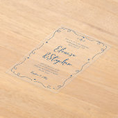 手フランスの描きお洒落ド結婚ル枠 アクリル招待状 (レイダウン)