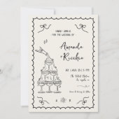 手フランスの描きヴィンお洒落テージ予測できな結婚式 招待状 (正面)