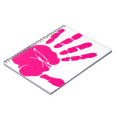 手プリントピンク絵を描アートパーム ノートブック (左側)