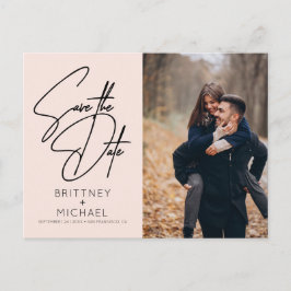 手ミニマルでレターフォトピンクの日付を保存 案内ポストカード