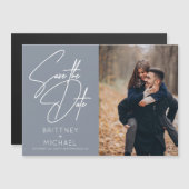 手ミニマルでレターフォト日付を青で保存 (正面/裏面)