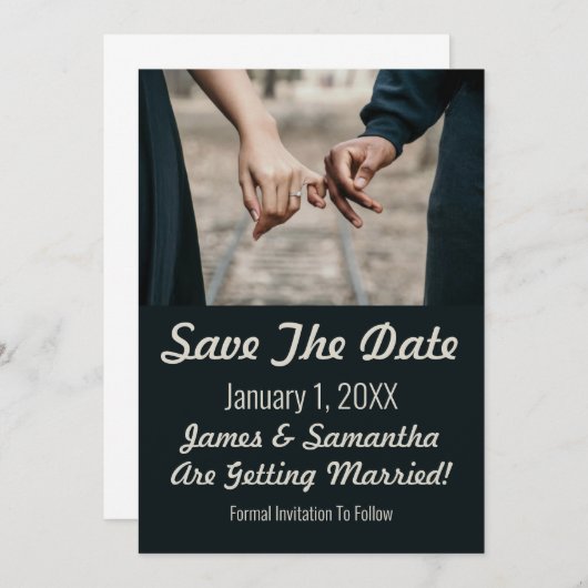 手ミニマルを持つ写真日付を保存 セーブザデート (正面/裏面)