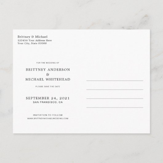 手ミニマル入力フォトネイビーブルー 案内ポストカード (裏面)