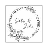 手ミニマル描きフローラ結婚式の日付Ruを保存 ラバースタンプ (インプリント)