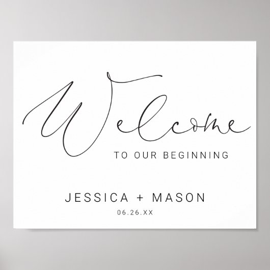 手ミニマル歓迎結婚看板ポスター ポスター (正面)