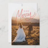 手メリーレタリング新しいホリデーフォトカード 招待状 (正面)