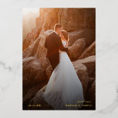 手メリー結婚したレタリング写真 箔シーズンカード (正面)