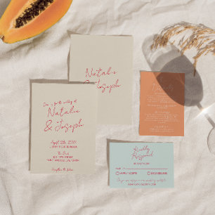 手モダンお洒落書おもしろい結婚レトロ 招待状