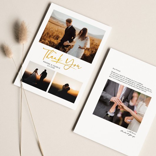 手モダンでレタス4枚の写真が結婚ありがとう ノートカード