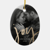 手モダンでレタージョイフェイクゴールド箔の写真 セラミックオーナメント (正面)