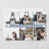 手モダンでレターフォトコラージュほこりっぽい青 サンキューカード (正面)