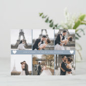 手モダンでレターフォトコラージュほこりっぽい青 サンキューカード (スタンド正面)