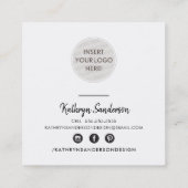 手モダンでレタ感謝していー白黒ロゴ スクエア名刺 (裏面)