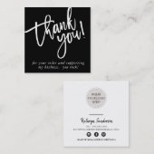 手モダンでレタ感謝していー白黒ロゴ スクエア名刺 (正面/裏面)