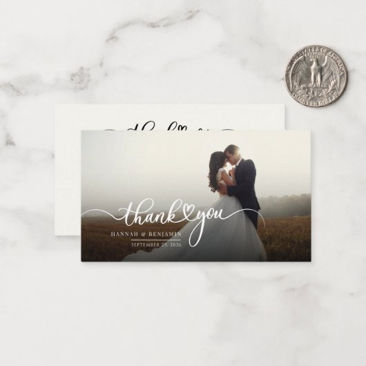 手モダンでレタ結婚ーした写真 ノートカード (正面/裏面インサイチュ)