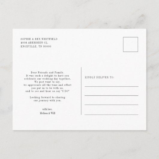 手モダンで手紙を出し結婚てくれて ポストカード (裏面)