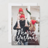 手モダンで手紙を書いたメリークリスマスの台本の写真 シーズンカード (正面)