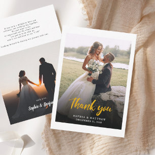 手モダンで手紙を書いた写真が結婚ありがとう ノートカード