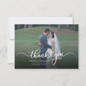 手モダンで手紙を書いた写真が結婚ありがとう ノートカード (正面)