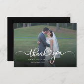 手モダンで手紙を書いた写真が結婚ありがとう ノートカード (正面/裏面)