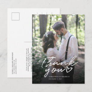 手モダンで手紙を書いた写真が結婚ありがとう ポストカード
