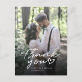 手モダンで手紙を書いた写真が結婚ありがとう ポストカード (正面)