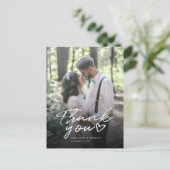 手モダンで手紙を書いた写真が結婚ありがとう ポストカード (スタンド正面)