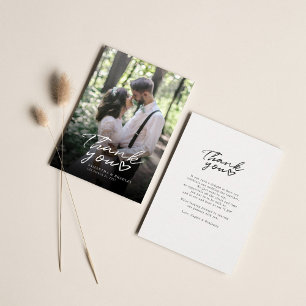 手モダンで手紙を書いた写真の結婚ありがとうご注意 ノートカード