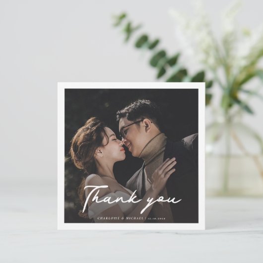 手モダンで手紙を書いた結婚式の日写真ありがとう (スタンド正面)