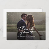 手モダンで手紙を書いた結婚式の日写真ありがとう ノートカード (正面/裏面)