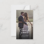 手モダンで手紙を書いた結婚式の日写真ありがとう ノートカード (正面)