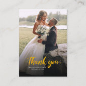 手モダンで書いた写結婚真のサンキューカード 名刺 (正面)