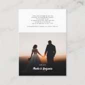 手モダンで書いた写結婚真のサンキューカード 名刺 (裏面)