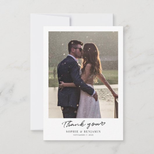 手モダンで書いた結婚写真 サンキューカード (正面)