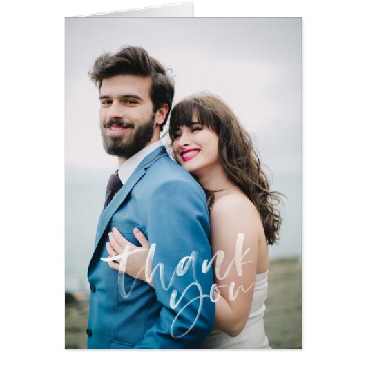 手モダンで表さ結婚れたサンキューカード (正面)
