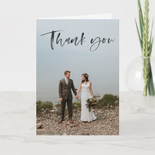 手モダンで表さ結婚れたサンキューカード サンキューカード (正面)