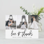 手モダンに手紙を入れた写真のコラージュエレガント サンキューカード (スタンド正面)
