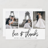 手モダンに手紙を入れた写真のコラージュエレガント サンキューカード (正面/裏面)