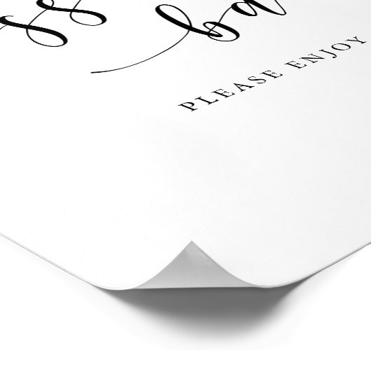 手モダンのクリグラフィ結婚ーのデザートバー標識 ポスター (角)