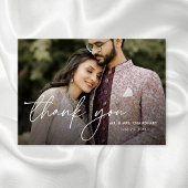 手モダンエレガントミニマル文字の写真結婚の サンキューカード