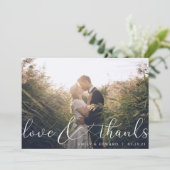 手モダンエレガントレタリング写真結婚の サンキューカード (スタンド正面)