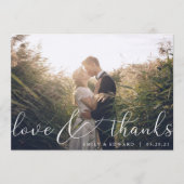 手モダンエレガントレタリング写真結婚の サンキューカード (正面)