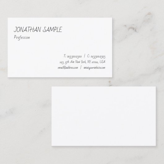 手モダンエレガント台本シンプルテンプレートトレンディー 名刺 (正面/裏面)