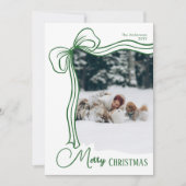 手モダンエレガント引き弓フォトクリスマス シーズンカード (正面)