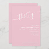 手モダンエレガント文字スクリプト30歳の誕生日 招待状 (正面/裏面)