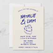 手モダンカラフル引きケーキレトロおもしろい結婚 招待状 (正面)