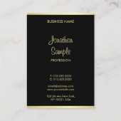手モダンスタイリッシュスクリプト名ブラック金ゴールドトレンディー 名刺 (裏面)