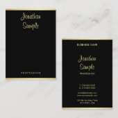 手モダンスタイリッシュスクリプト名ブラック金ゴールドトレンディー 名刺 (正面/裏面)