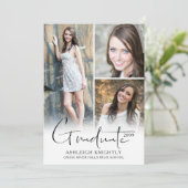 手モダンスタイリッシュ文字の卒業生4枚 案内状 (スタンド正面)